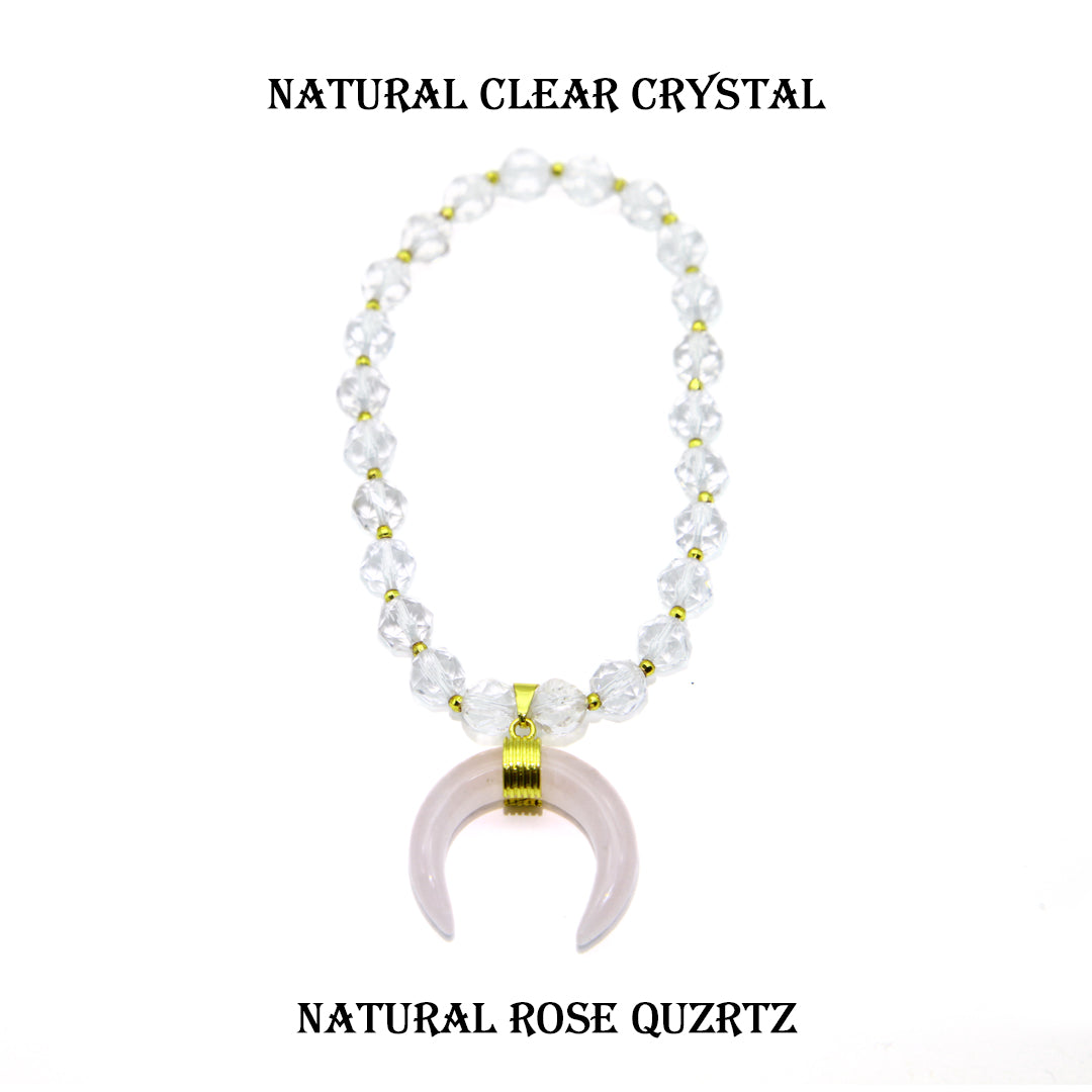 Crescent Moon Natural Crystal Pet Necklace