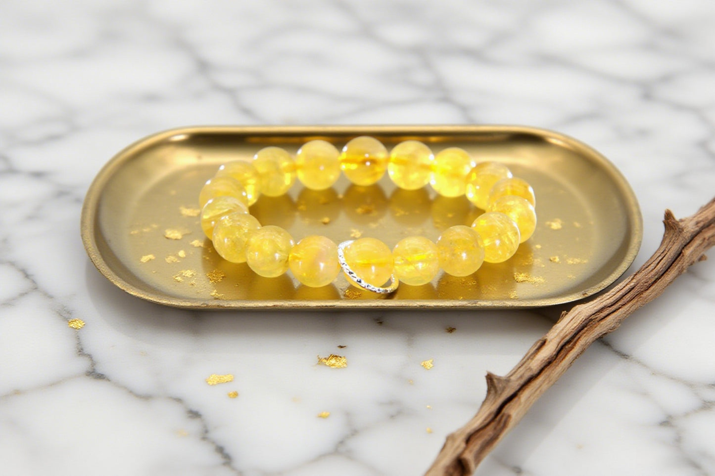 Natural High-Grade Yellow Azeztulite Bracelet for Amplify Energy