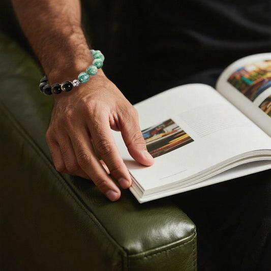 Golden Sheen Obsidian and Kyanite Bracelet