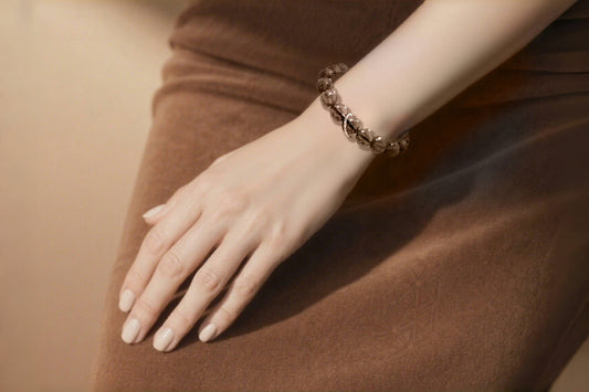 Natural Faceted Smoky Quartz Bracelet for Negative Energy Transmutation