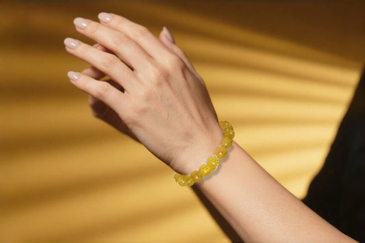 Natural High-Grade Yellow Azeztulite Bracelet for Amplify Energy
