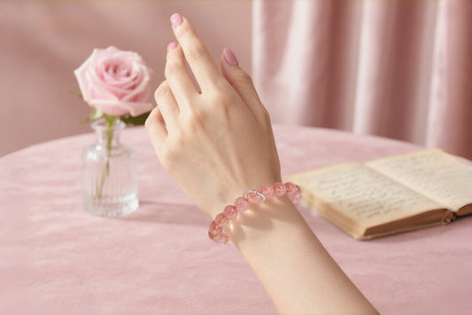 Natural Strawberry Quartz Bracelet for Confidence Boost