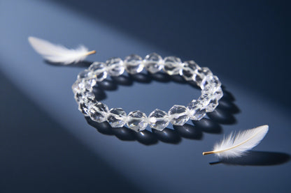Natural Faceted Clear Quartz Bracelet for Energy Cleansing