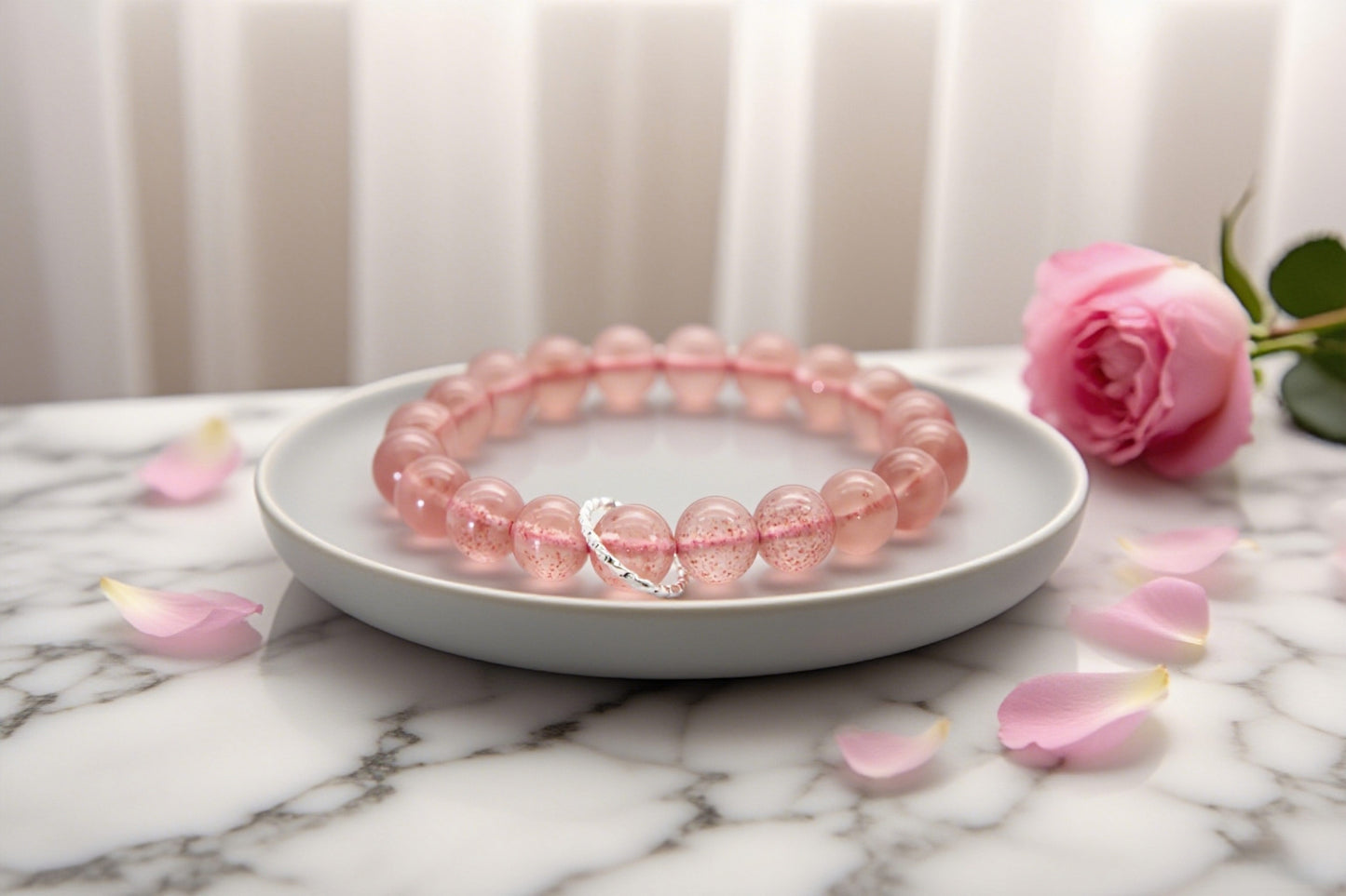 Natural Strawberry Quartz Bracelet for Confidence Boost