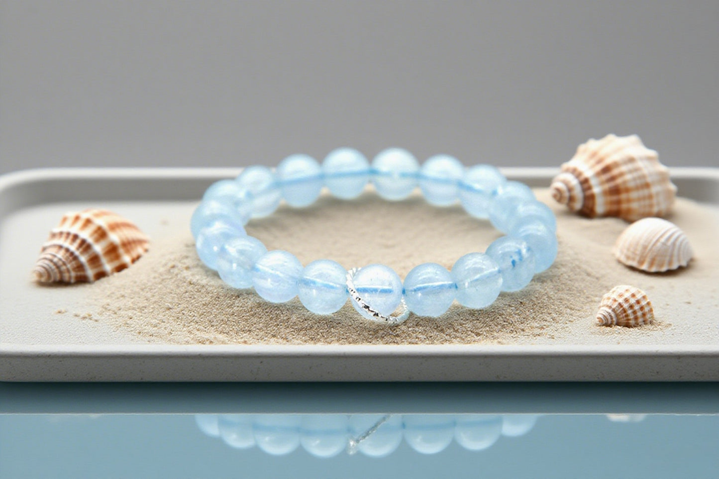 Natural High-Grade Light Aquamarine Bracelet for Calmness