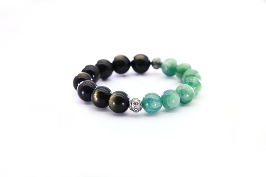 Golden Sheen Obsidian and Kyanite Bracelet