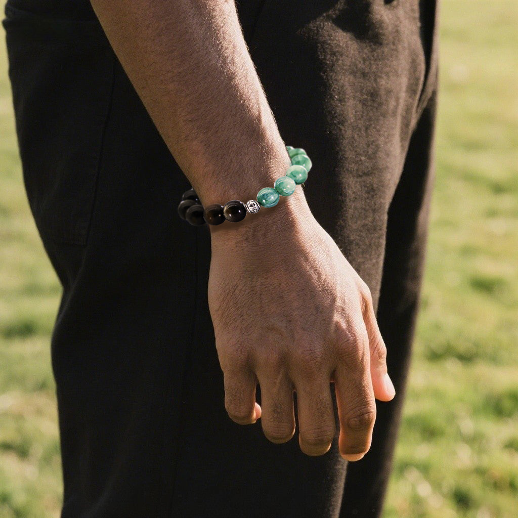 Golden Sheen Obsidian and Kyanite Bracelet