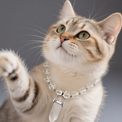 Pet Pendant Necklace in Natural White Crystal