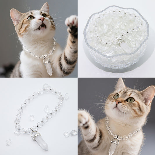 Pet Pendant Necklace in Natural White Crystal